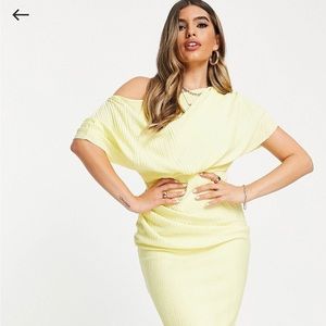 Asos fallen shoulder plisse dress